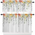thumbnail image 1 of Spring Floral Kitchen Curtains and Valance Set, Summer Botanical Cafe Curtains Rod Pocket Windows Curtains for Living Room Bedroom Eucalyptus Leaves Valance and Tier Curtains 24 Inch Length, 1 of 6