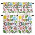 thumbnail image 1 of Spring Floral Kitchen Curtains Valances and Tiers Set of 3 Graffiti Sun Cloud Cartoon Letter Print Funny Tier Curtains and Valance with Rod Pocket for Small Windows, 27.5"x24", 1 of 9