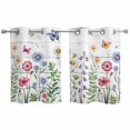 thumbnail image 1 of Spring Floral Kitchen Curtains Window Panels, Pink Blue Flowers Butterfly Wooden Insulated Window Treatment Curtain, Grommet Curtains for Bedroom/Living Room/Bathroom, 2 Piece 27.5"Wx39"L, 1 of 8
