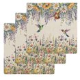 thumbnail image 1 of Spring Floral Kitchen Dish Towels for Drying Dishes Set of 3, Daisy Sunflowers Wisteria Hummingbird Beige Waffle Weave Microfiber Hand Tea Bathroom Towels Quick Dry & Absorbent Towel 12x12, 1 of 7