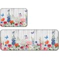 thumbnail image 1 of Spring Floral Kitchen Rugs Set Flower and Butterfly Kitchen Mat Set of 2 Wooden Kitchen Floor Mats Kitchen Accessories for Home Kitchen Living Room Laundry Bathroom, 1 of 6