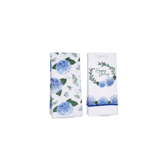 Spring Floral Kitchen Towels, Mixed Designs with Happy Spring Text, Polyester, 15 x 25 in, 2 Pack