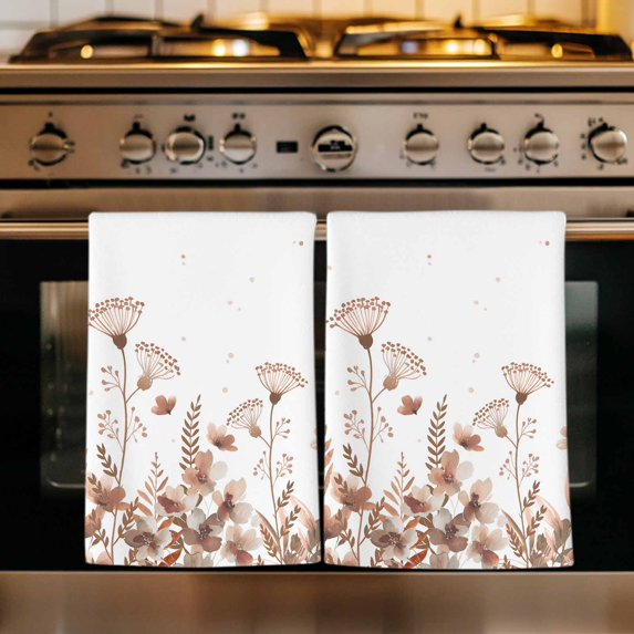 Spring Floral Kitchen Towels Set of 4, Watercolor Elegant Pastoral Flowers Absorbent Dish Towels for Kitchen, Microfiber Hand Towel, Quick Drying Tea Towel for Cleaning Decorative Dishcloths