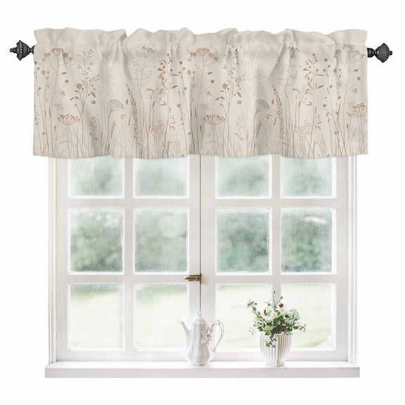 Spring Floral Kitchen Valances for Windows 54x18 Inch Kitchen Curtains Valances Rod Pocket Modern Abstract Art Pastoral Bathroom Window Valances for Window Treatment Decor