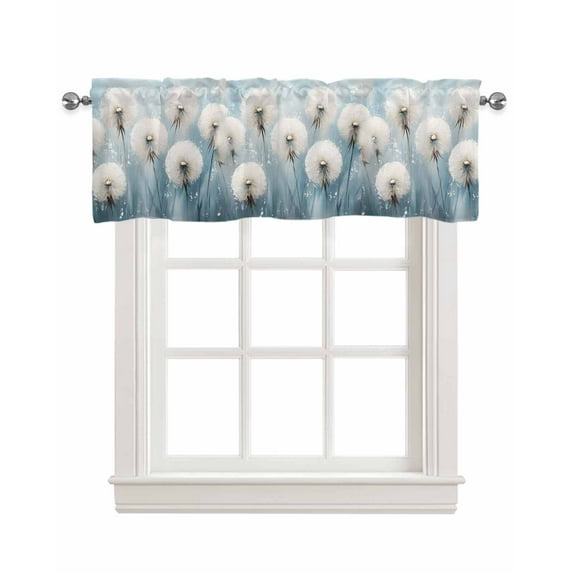 Spring Floral Kitchen Valances for Windows Farmhouse Linen Window Valance Curtain for Living Room Window Treatment White Flowers Pastoral Oil Painting Valance Rod Pocket Topper Drape, 42 x 12 Inch