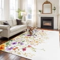 thumbnail image 1 of Spring Floral Large Area Rugs 5x8 ft Watercolor Leaves Wildflower Pastoral Washable Rug Non Slip Indoor Carpet Absorbent Floor Mat for Living Room Bedroom Dining Room, 1 of 9