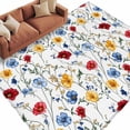 thumbnail image 1 of Spring Floral Large Area Rugs for Bedroom Living Room, Soft Non Slip Carpet Bedside Rug, Elegant Watercolor Botanical Flower Rectangular Floor Cover Kitchen Accent Rug 6'x9' for Dining Room/Office, 1 of 9