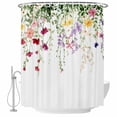 thumbnail image 1 of Spring Floral Leaves Fabric Shower Curtain Colorful Plant Washable Shower Curtains for Bathroom, Waterproof Bath Curtain with Hooks Home Decor 72x84in, 1 of 8