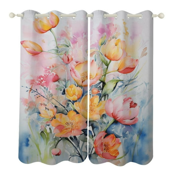 Spring Floral Luxury Window Curtains Blinds for Living Room Kids Bedroom Bathroom Kicthen Door Home Decor 2 Panels