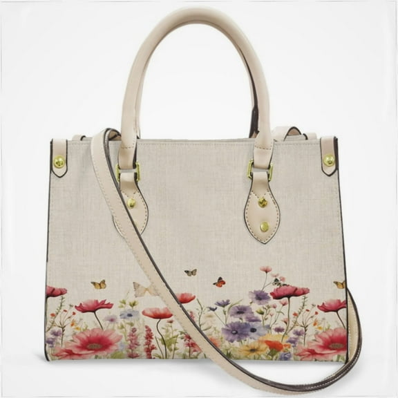 Spring Floral Modern Cross Body Bags For Women Small Leather Female Handbags Fashion Top-Handle Totes