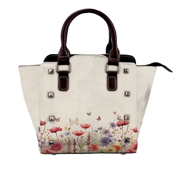 Spring Floral Modern Rivet Fashion One-Shoulder Women's Handbag Tote Bag