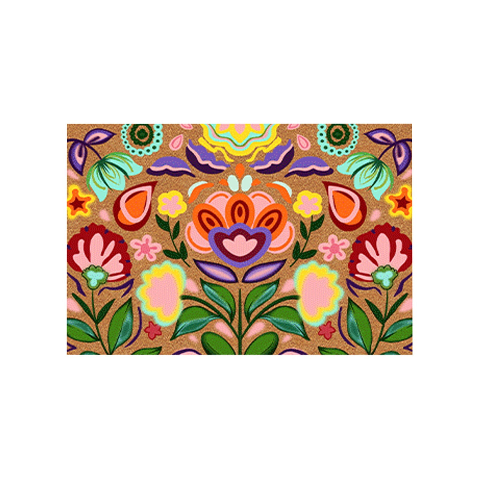 A Spring Floral Outdoor Doormat With Artificial Coir Fabric And Non-Slip Rubber Backing, Durable Welcome Mat For Front Door And Entryway, 31.49X19.68 In 1.76 Lb