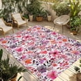 thumbnail image 1 of Spring Floral Outdoor Rug for Patio/Deck/Porch, Non-Slip Large Area Rug 4 x 6 Ft, Modern Watercolor Flowers Botanical Indoor Outdoor Rugs Washable Area Rugs, Reversible Camping Rug Carpet Runner, 1 of 8