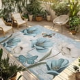 thumbnail image 1 of Spring Floral Outdoor Rug for Patio/Deck/Porch, Non-Slip Large Area Rug 4 x 6 Ft, Vintage Tulips Flower Butterfly Retro Wood Blue Indoor Outdoor Rugs Washable Area Rugs, Camping Rug Carpet Runner, 1 of 8
