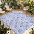 thumbnail image 1 of Spring Floral Outdoor Rug for Patio/Deck/Porch, Non-Slip Large Area Rug 5 x 7 Ft, Retro Flowers Leaves Botanical Light Blue Indoor Outdoor Rugs Washable Area Rugs, Camping Rug Carpet Runner, 1 of 8