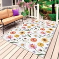 thumbnail image 1 of Spring Floral Outdoor Rug for Patio/Deck/Porch, Non-Slip Large Area Rug 5 x 7 Ft, Watercolor Summer Botanical Indoor Outdoor Rugs Washable Area Rugs, Reversible Camping Rug Carpet Runner, 1 of 8