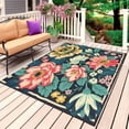 thumbnail image 1 of Spring Floral Outdoor Rug for Patio/Deck/Porch, Non-Slip Large Area Rug 5 x 7 Ft, Watercolor Vintage Red Yellow Green Indoor Outdoor Rugs Washable Area Rugs, Reversible Camping Rug Carpet Runner, 1 of 8