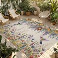 thumbnail image 1 of Spring Floral Outdoor Rug for Patio/Deck/Porch, Non-Slip Large Area Rug 5 x 8 Ft, Daisy Sunflowers Wisteria Hummingbird Beige Indoor Outdoor Rugs Washable Area Rugs, Camping Rug Carpet Runner, 1 of 8