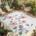 thumbnail image 1 of Spring Floral Outdoor Rug for Patio/Deck/Porch, Non-Slip Large Area Rug 5 x 8 Ft, Elegant Pastoral Flowers Watercolor Indoor Outdoor Rugs Washable Area Rugs, Reversible Camping Rug Carpet Runner, 1 of 8