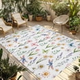thumbnail image 1 of Spring Floral Outdoor Rug for Patio/Deck/Porch, Non-Slip Large Area Rug 6 x 9 Ft, Elegant Pastoral Flowers Dragonfly Watercolor Indoor Outdoor Rugs Washable Area Rugs, Camping Rug Carpet Runner, 1 of 8