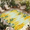 thumbnail image 1 of Spring Floral Outdoor Rug for Patio/Deck/Porch, Non-Slip Large Area Rug 6 x 9 Ft, Yellow Flowers Green Leaves Botanical Blue Indoor Outdoor Rugs Washable Area Rugs, Camping Rug Carpet Runner, 1 of 8