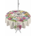 thumbnail image 1 of Spring Floral Outdoor Tablecloth - 54 Inch Round Dining Table Cover, Watercolor Easter Eggs Wreath Plants Beige Waterproof Outdoor Table Cloth with Umbrella Hole & Zipper for Picnic/Patio/Party, 1 of 7