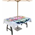 thumbnail image 1 of Spring Floral Outdoor Tablecloth - 60x102 Inch Rectangle Dining Table Cover, Blue Checkered Summer Botanical Watercolor Waterproof Outdoor Table Cloth with Umbrella Hole & Zipper for Patio, 1 of 6
