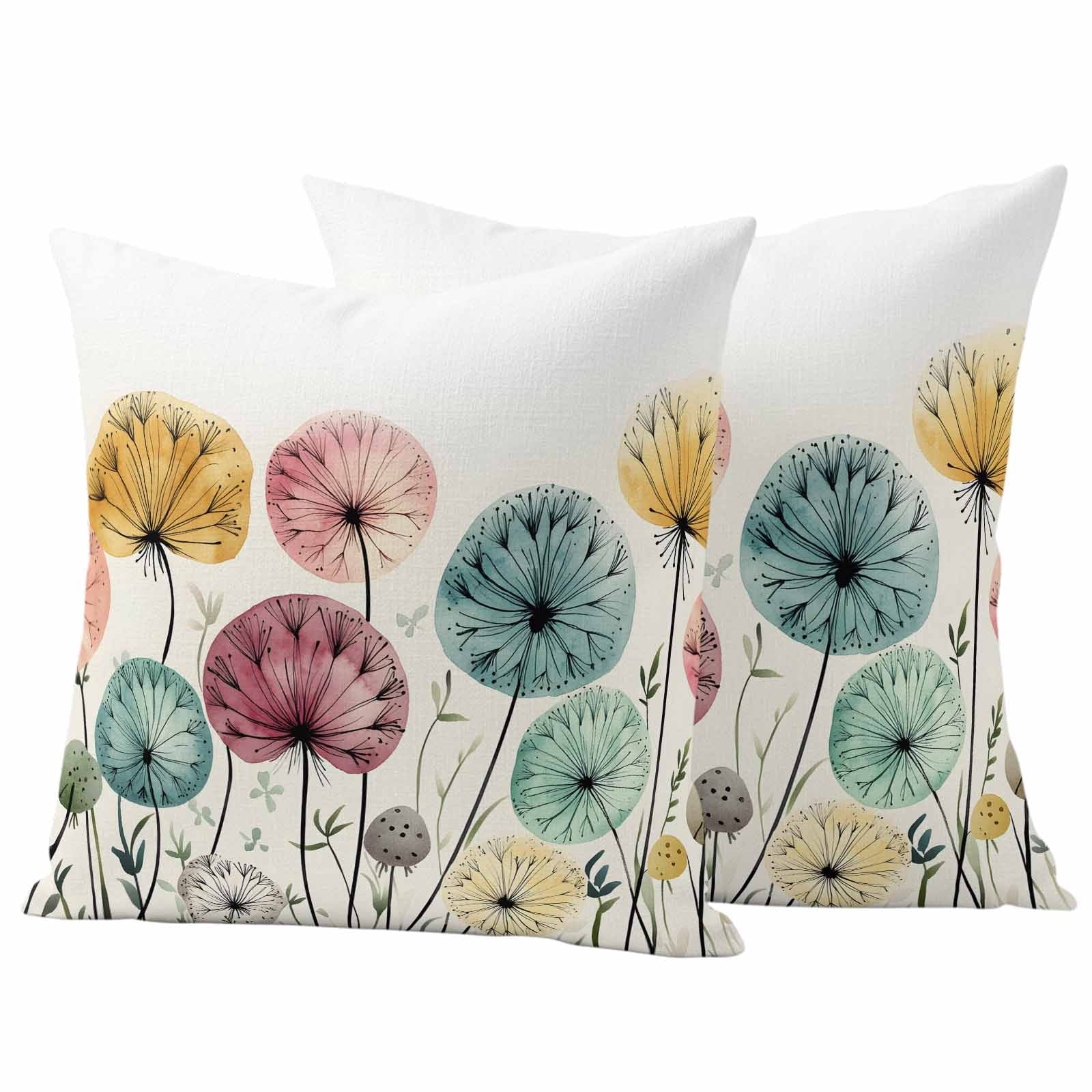 Spring Floral Outdoor Waterproof Pillow Covers, Modern Abstract Art Farmhouse Botanical Decorative Square Throw Pillowcase Sofa Cushion Sham for Patio/Couch/Chair, 20"x20" 2 Pack