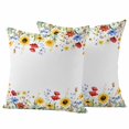 thumbnail image 1 of Spring Floral Outdoor Waterproof Pillow Covers, Summer Pastoral Botanical Decorative Square Throw Pillowcase Sofa Cushion Sham for Patio/Couch/Chair, 24"x24" 2 Pack, 1 of 8