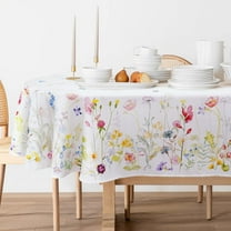 Spring Floral Oval Tablecloth, Flower Print Oval Tablecloth, Spring Summer Oval Tablecloth, Waterproof Wrinkle Free Durable Fabric Floral Oval Tablecloth for Oval Tables 54 X 72 Inch