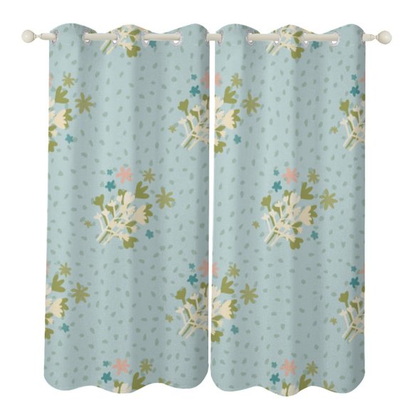 Spring Floral Patterns 2 Panels 3D Printing Pattern Curtain for Bedroom Living Room Kitchen Window Decoration Home