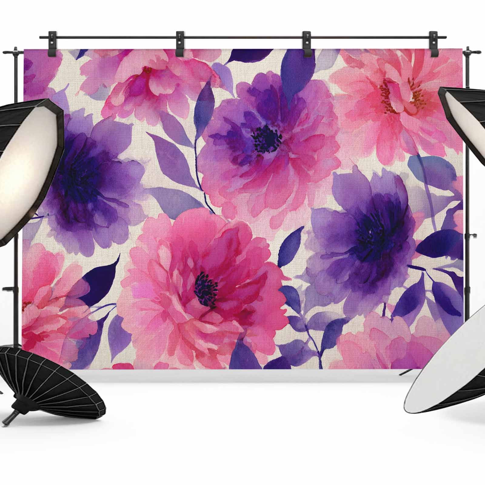 Spring Floral Photography Backdrop 12x8FT, Pink Purple Wildflowers ...