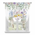 thumbnail image 1 of Spring Floral Pig Balloon Curtains for Living Room/French Door, Weeping Flowers Leaves Farmhouse Watercolor Tie Up Curtains 63 Inch Length Energy Saving Kitchen Curtains Shades for Windows 42"x63", 1 of 8