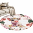 thumbnail image 1 of Spring Floral Pig Round Area Rugs Collection 3', Elegant Pink Botanical Non Slip Indoor Circular Throw Runner Rug Floor Mat Carpet for Living Room Dining Table Bedroom Nursery, 1 of 9