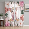thumbnail image 1 of Spring Floral Pig Sheer Curtains 72 Inch Length 2 Panels Set - Light Filtering Window Treatments, Elegant Pink Botanical Rod Pocket Semi Curtains for Living Room/Bedroom/Kitchen Décor, 104"W x 72"L, 1 of 7