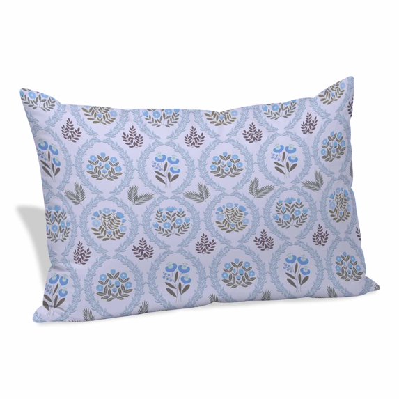 Spring Floral Pillow Covers 12"x20", Retro Flowers Leaves Botanical Light Blue Soft Brushed Microfiber Breathable Throw Pillow Covers, Decorative Pillowcase with Zipper for Couch Sofa Bedroom