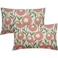 thumbnail image 1 of Spring Floral Pillow Covers 12x20 Set of 2 Green Pink Rustic Art Flower Decorative Lumbar Throw Pillow Cases Outdoor Farmhouse Decor for Sofa Couch Bed, 1 of 6