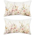 thumbnail image 1 of Spring Floral Pillow Covers 12x20 Set of 2 Summer Flowers Throw Lumbar Cushion Cases for Couch Sofa Home Decorations, 1 of 6