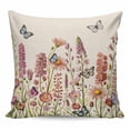 thumbnail image 1 of Spring Floral Pillow Covers 16x16 Inch Decorative Throw Pillow Cover, Watercolor Lavender Daisy Butterflies Beige Sofa Pillowcases Accent Cushion Case Home Decor Bedroom Living Room, 1 of 6