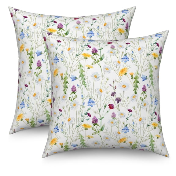 Spring Floral Pillow Covers 16x16 Set of 2 Modern Double-Sided Decorative Pillow Covers