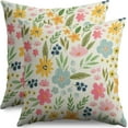 thumbnail image 1 of Spring Floral Pillow Covers 18x18 Set of 2 Cute Wild Flower Pink Yellow Blue Plant Print Decorative Throw Pillow Cases Outdoor Seasonal Farmhouse Decor for Sofa Couch Bed, 1 of 6