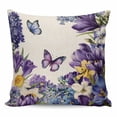 thumbnail image 1 of Spring Floral Pillow Covers 26x26 Inch Decorative Throw Pillow Cover, Purple Tulips Hydrangeas Butterflies Beige Sofa Pillowcases Accent Cushion Case Home Decor Bedroom Living Room, 1 of 6