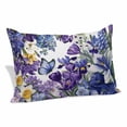 thumbnail image 1 of Spring Floral Pillow Covers, Linen Long Throw Pillow Case, Purple Tulips Hydrangeas Butterflies Flowers Holiday Pillow Protector Decorative Cushion Cover for Living Room/Bedroom 24" x 36", 1 of 8