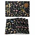 thumbnail image 1 of Spring Floral Placemats Set of 12, Elegant Pastoral Flowers Dragonfly Black Placemats for Dining Table, Place Mats for Kitchen Tabletop, Waterproof Wipeable Dining Table Mats Set, 1 of 9