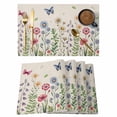 thumbnail image 1 of Spring Floral Placemats Set of 12, Pink Blue Flowers Butterfly Rustic Placemats for Dining Table, Place Mats for Kitchen Tabletop, Waterproof Wipeable Dining Table Mats Set, 1 of 9