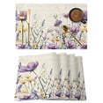 thumbnail image 1 of Spring Floral Placemats Set of 12, Purple Yellow Flower Leaves Retro Letter Texture Non-Slip Place Mats Washable Table Mats for Kitchen Dining Table Decorations Indoor/Outdoor, 1 of 9