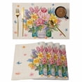 thumbnail image 1 of Spring Floral Placemats Set of 12, Watercolor Lavender Daisy Butterflies Linen Placemats for Dining Table, Place Mats for Kitchen Tabletop, Waterproof Wipeable Dining Table Mats Set, 1 of 9