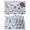 thumbnail image 1 of Spring Floral Placemats Set of 4, Dark Blue Flowers Green Leaves Watercolor Farmhouse Non-Slip Place Mats Washable Table Mats for Kitchen Dining Table Decorations Indoor/Outdoor, 1 of 9