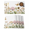 thumbnail image 1 of Spring Floral Placemats Set of 4 Pastoral Flower Summer Botanical White Place Mats Indoor Wipeable Table Mats Washable Cloth Dining Table Placemats for Kitchen Holiday Party Home Decor 13x19 Inch, 1 of 9