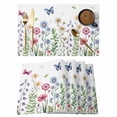 thumbnail image 1 of Spring Floral Placemats Set of 4, Pink Blue Flowers Botanical Butterflies Placemats for Dining Table, Place Mats for Kitchen Tabletop, Waterproof Wipeable Dining Table Mats Set, 1 of 9